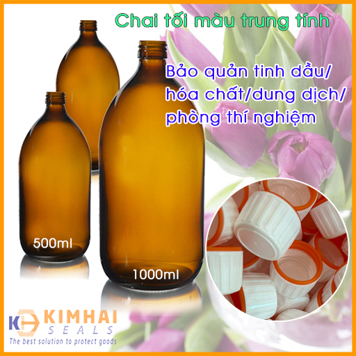 Chai thủy tinh nâu trung tính - Dây Rút Nhựa Kim Hải - Công Ty TNHH Một Thành Viên Vật Tư Và Thiết Bị Kim Hải